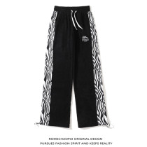 ROME Students Comeback Slim Trend Splicing Pants Male Tide Cards Loose Broadleg Light Core Suede Casual 100 Hitch Trousers