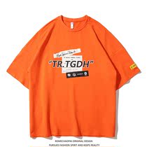 Summer ins Chains Chains European and American streets T-shirts Women short sleeves Loose Big Code Tide Oversize Couples Half Sleeve Blouse