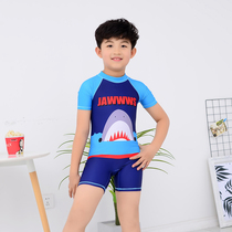 Childrens swimsuit Boys split flat angle one-piece sports surf sunscreen Medium and large boy boys beach trend swimming suit