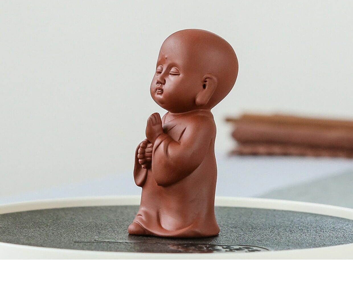 创意精品佛像紫砂小和尚茶宠摆件可爱佛彩砂茶宠茶道配件手工艺品