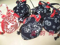 This seasons special blue printed cloth drawing bag bag storage bag small double bead belt handbag (multi-color)