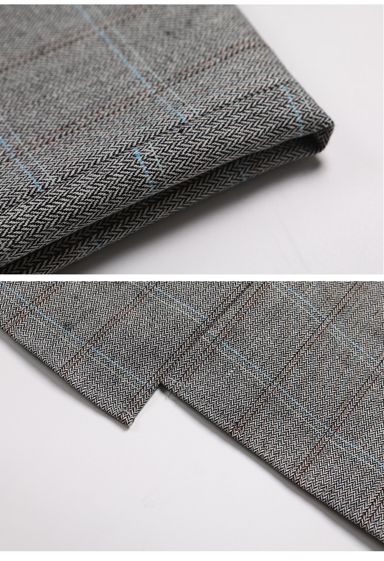 luimine 2018年春夏新款浅色格纹v领大码直筒背带连衣裙