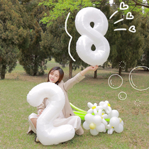 Birthday photo props 32 inch large white digital balloon girl age aluminium film Balloon Picnic Spring Tour Decoration