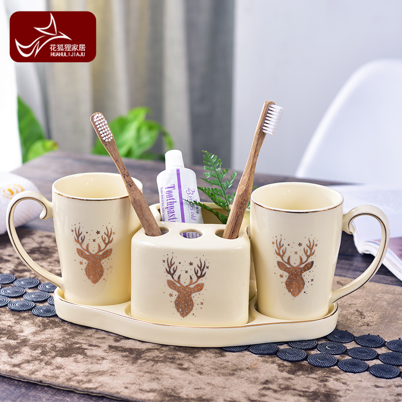 European household act the role ofing is tasted creative decoration toilet wash gargle suit three - piece ceramic sanitary ware for wash gargle ornaments