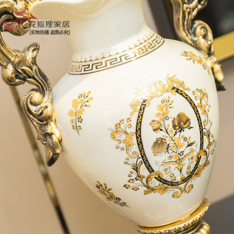 Light modern European - style key-2 luxury ceramic vases, flower implement simulation flower arranging flower art creative American household contracted sitting room place