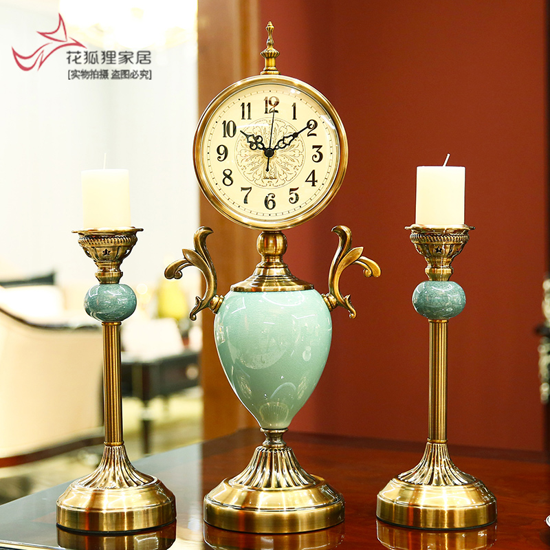 Flower fox ceramic light alloy European modern key-2 luxury clock table wine glass lamp vase is furnishing articles