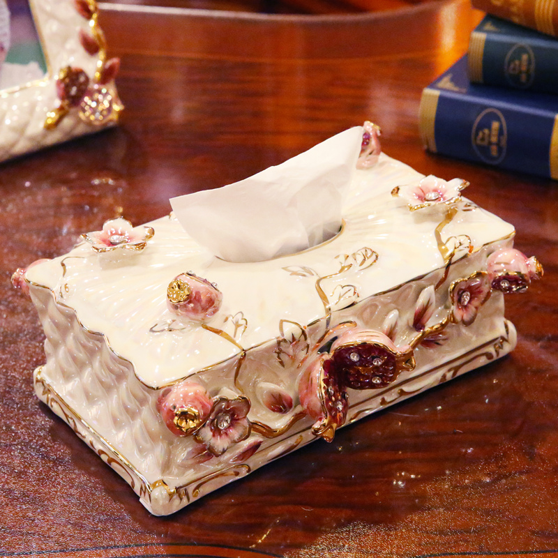 Flower fox European ceramic household adornment tissue boxes sitting room adornment smoke box furnishing articles move smoke box