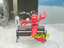 Hot selling spot cartoon lobster sculpture glass fiber reinforced plastic seat lobster luminous lobster seafood restaurant decoration can be customized