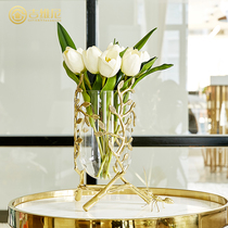 Net red home accessories Glass Vase ornaments high-end European vase American light luxury modern living room decorations