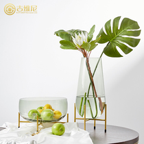 Gavini light luxury glass vase ornaments iron bottom bracket flower living room hydroponic flower arrangement water vase