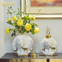 European style modern simple light luxury ceramic vase ornaments Flower home living room flower arrangement interior decoration European style porch
