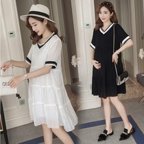 Pregnant women in summer dress dress dress net red 2021 new spring outfit loose large code top summer fashion summer skirt