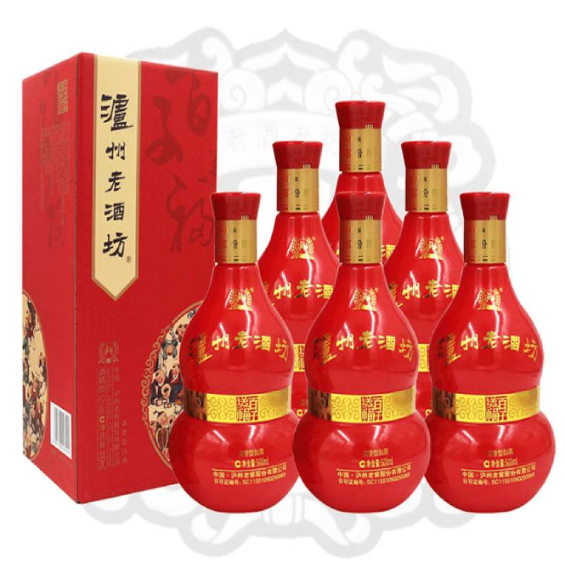 沪洲老酒坊52度百孑装,老酒坊酒52度古井镇 泸州老酒坊 52度百子送福500ml*6整箱浓香型白酒婚喜宴席送礼