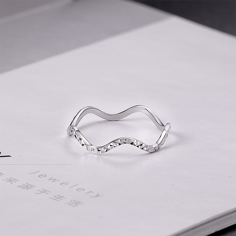 genuine platinum ring female pt950 simple personality platinum ring ripple wave shape new birthday gift for girlfriend