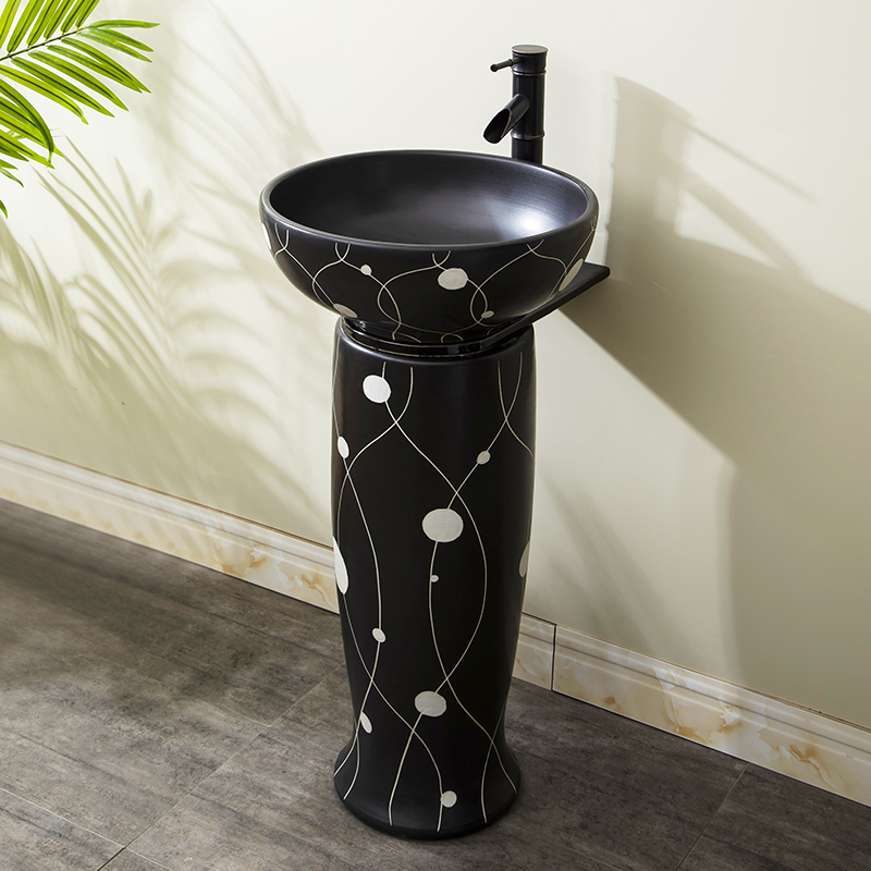 Ceramic column basin one pillar lavabo household toilet lavatory floor archaize sink the balcony