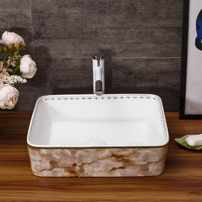 On the ceramic bowl, square, European art basin sink basin bathroom sinks counters are contracted household