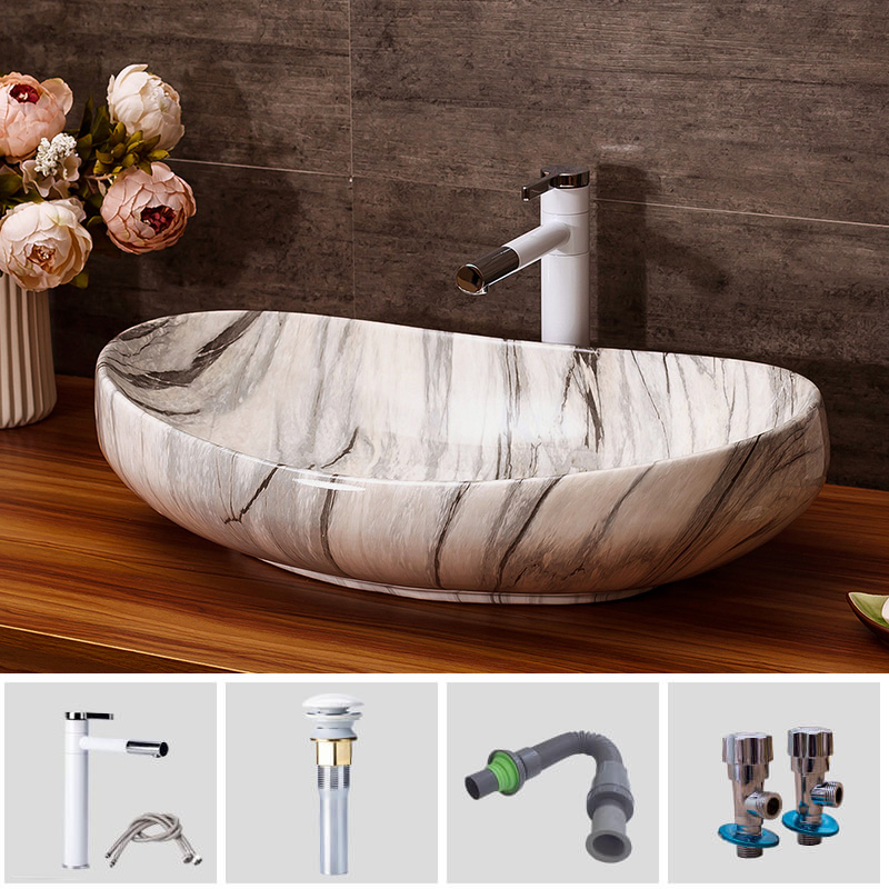 Ceramic art basin home toilet lavabo oval basin basin of Europe type restoring ancient ways the marble table