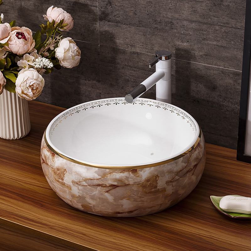 Imitation of marbling square European archaize ceramic stage basin bathroom wash a face to the balcony sink basin of art