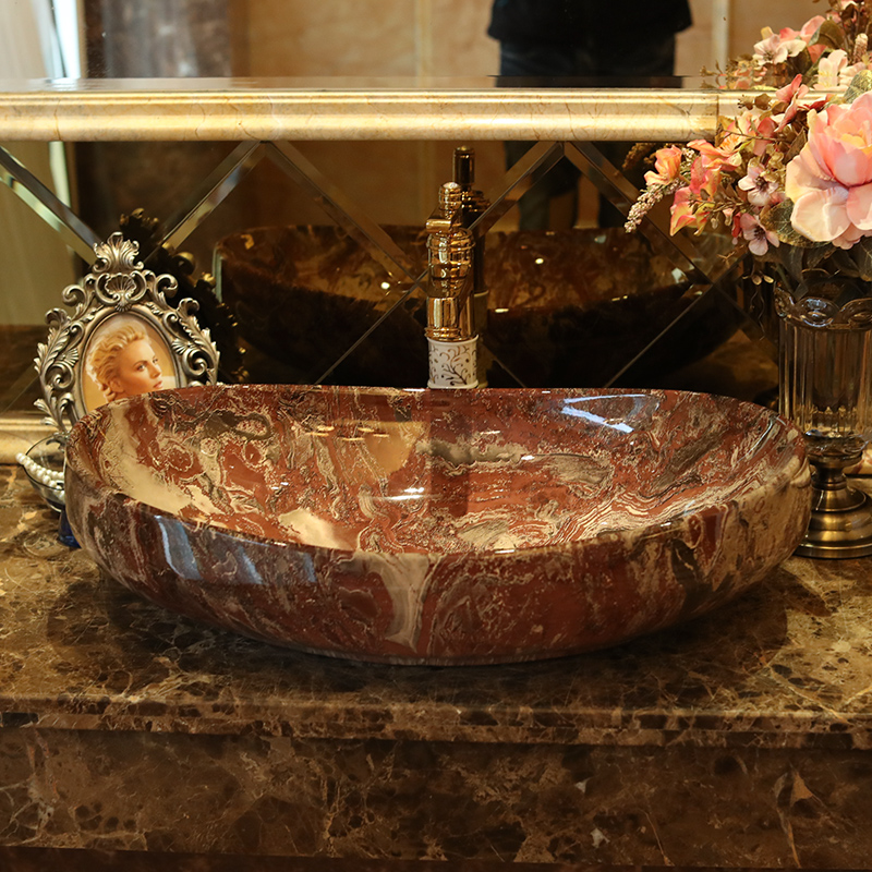 Spring rain European art basin to imitation marble bench ceramic lavabo oval basin sinks restoring ancient ways