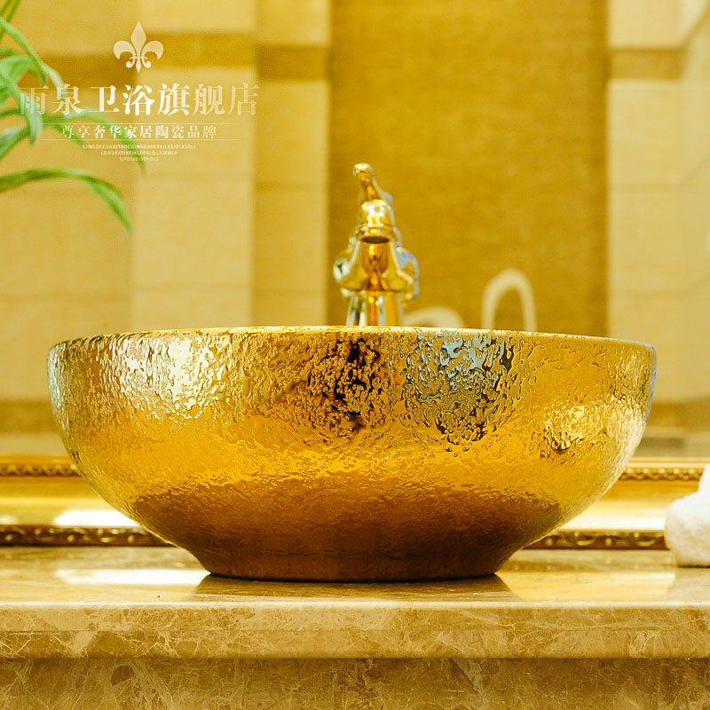 Golden rain spring European round the stage basin ceramic sanitary ware art basin stage basin hotel the sink basin