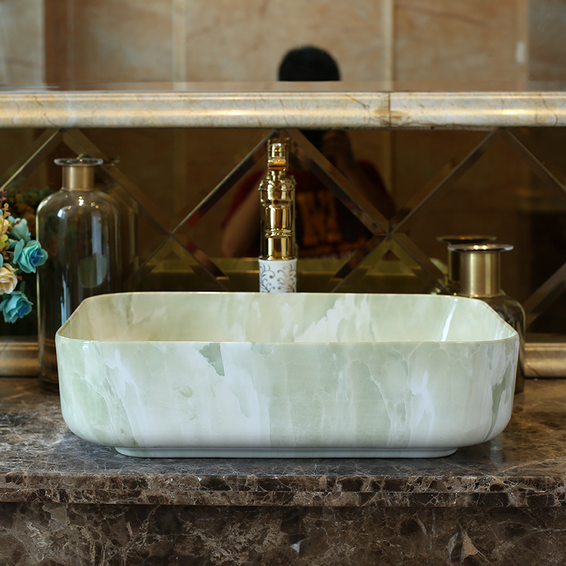 Basin art ceramics on the rectangle Europe type restoring ancient ways sink imitation marbled bathroom sinks