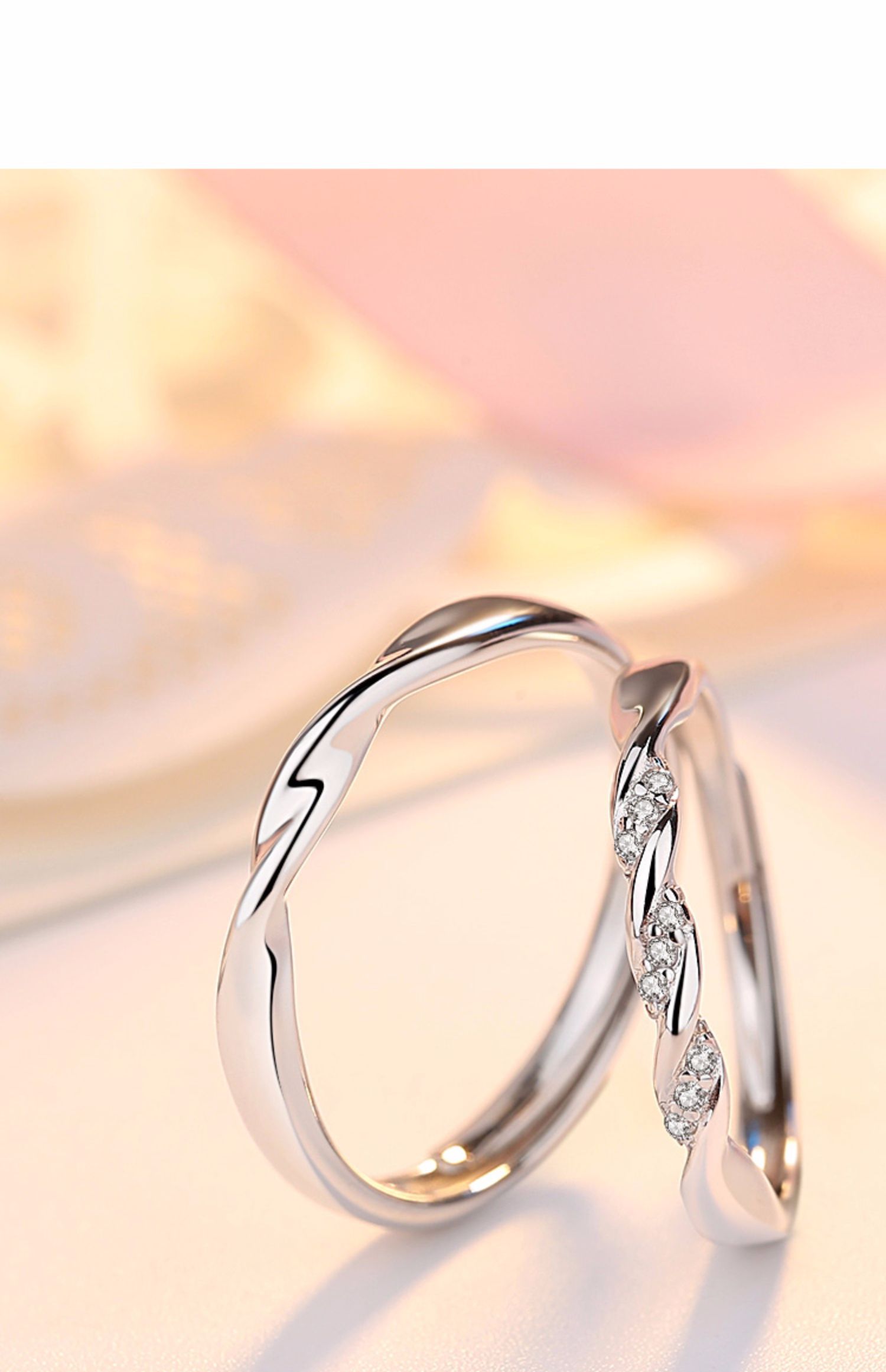 艾淘情侣戒指纯银一对男女莫比乌斯环对戒情侣款时尚个性刻字礼物_聚