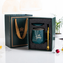Custom couple ceramic cup with lid creative water Cup mug gift box set gift coffee cup Teachers Day Cup