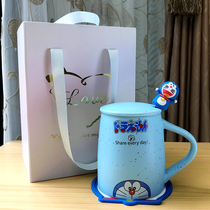 Creative gift couple ceramic cup with lid spoon mark Cup custom girl water Cup cute cartoon princess cup
