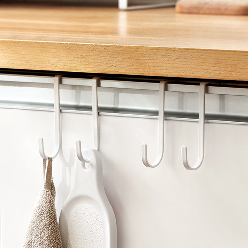 懒角落 厨房橱柜门背式双挂钩 免钉无痕门后铁艺挂钩2个装66085_7折