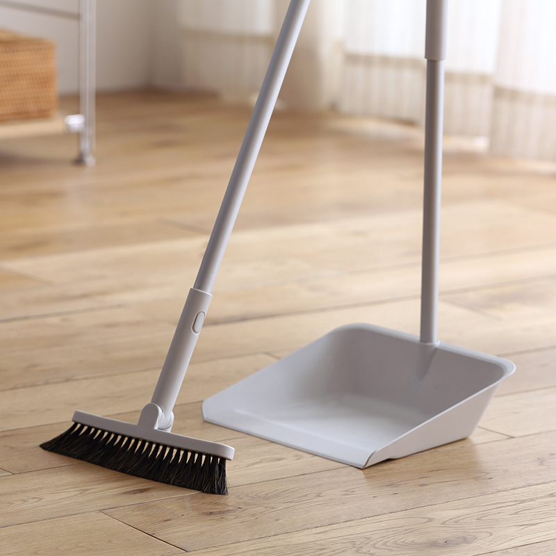 懒角落 马尾毛扫把套装家用不伤木地板铝杠扫帚笤帚簸箕组合66014