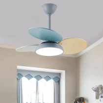 Childrens room variable frequency ceiling fan light Male and female childrens room bedroom with light ceiling fan Kindergarten silent color fan light