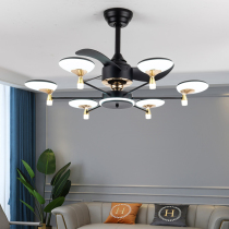 Light luxury variable frequency invisible ceiling fan light Dining room living room bedroom fan light American Retro remote control with fan chandelier