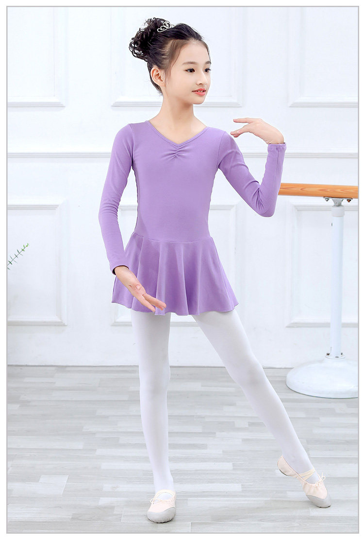 儿童舞蹈服女童春季练功服女孩长袖跳舞裙舞蹈裙芭蕾舞跳舞衣服装