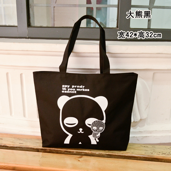 vancleefarpels購物包包 橫版韓國時尚潮流女包包單肩大包包手提帆佈包學生卡通包袋購物袋 包包