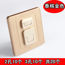 Child electric shock socket protective cover baby power plug safety plug safety plug baby Jack protective cover cover Gold