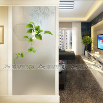 Art glass screen craft glass shoe cabinet porch partition transparent sliding door tempered glass transparent move rich flower