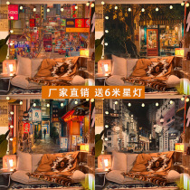 Street view Net red background cloth ins hanging cloth wall bedroom decoration dormitory room renovation tapestry bedside cloth wall cloth