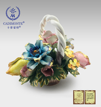 Eurostyle Hand-painted Under-painted ceramic handmade Flowers Furnishing Creative ceramic Extravagant Creative Flower Basket Aesthetically