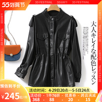 Henning Leather Women Routine Cash Collection Waist Display Slim Genuine Leather Lady Leather Jacket 2022 Anti-season New Sheep Leather Outer Cover