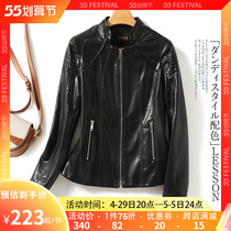 Sheep Leather Girl Leather Jacket Short BLACK HENNING GENUINE LEATHER COAT LADY 2022 New pint for skinny womens leather clothing