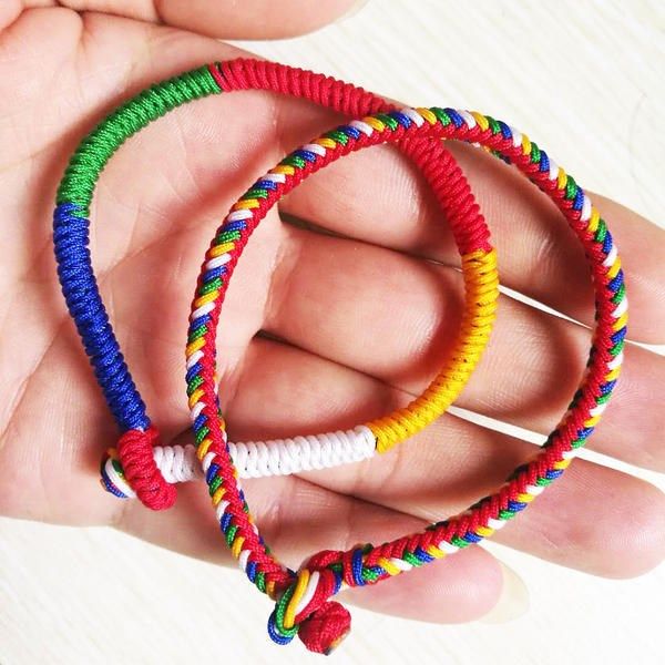 端午五色线玉线编织绳手工diy编绳吊坠手链五彩绳串珠手绳72号线a