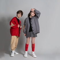 Male and female knit cardiys children older siblings Falling Shoulder Sweater 2020 Fall Slim CUHK Child Costume Parenting