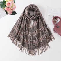 Autumn and winter tides Inlenty grid tinged wool imitation cashmere scarf Fashion flow Su thickened warm cloak with male and female