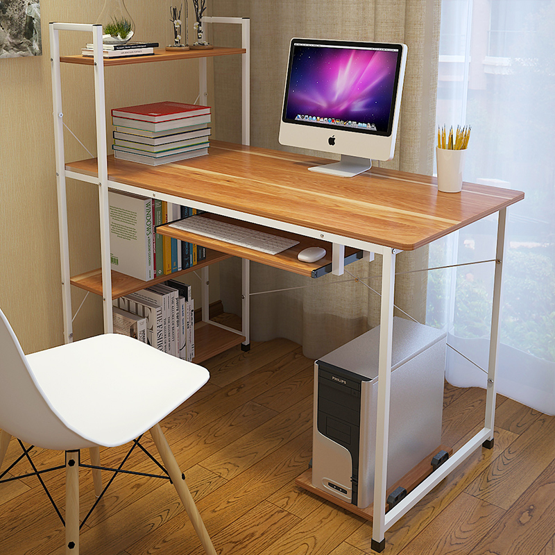 亿家达简约现代家用台式电脑桌带书架组合卧室写字台简易办公桌子产品展示图5