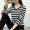 Black V-neck with thick stripes (long sleeves)