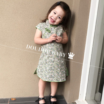 Girls Cheongsam Childrens cotton broken Citi robe Summer female baby Cheongsam Little girl Chinese style parent-child Hanfu