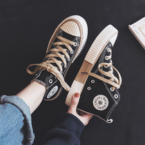 Hong Kong Chauga High Help Canvas Shoes Women Shoes Han Prints 100 hitch 2022 new spring casual ins little white shoes