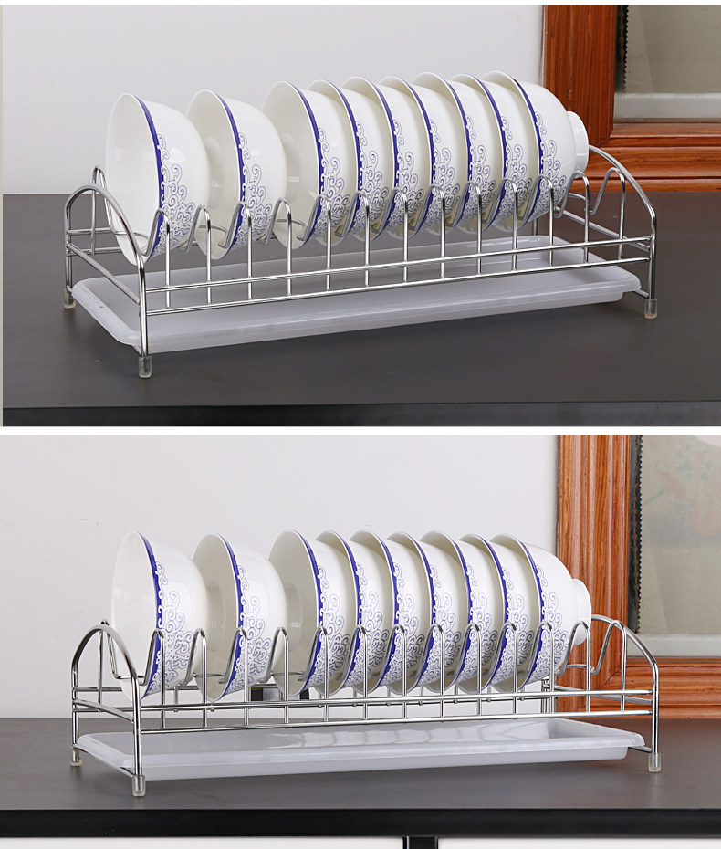 悦盾304不锈钢碗架沥水架 单层盘子厨房置物架晾放碗碟收纳架子1