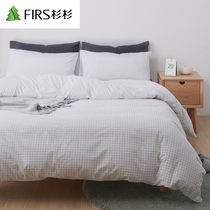 Cotton four-piece bedding kit cotton quilt cover sheets Simple twill 1 5 meters 1 8 European washing Cotton