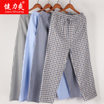 Summer pajama pants mens cotton loose trousers thin air conditioning home clothing cotton womens pants Plaid size sleep pants